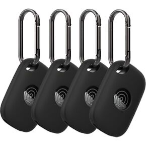 4 Pack Case for Tile by Life360 Pro (2024) Bluetooth Tracker,Soft Protective,Shockproof,BOVUGAC Silicone Case Cover with Keychain-Black