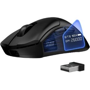 FFJ Wireless Gaming Mouse - 26000 DPI, 58G Ultra-Lightweight Gaming Mice with Screen Display, 3 Modes 2.4GHz/Bluetooth/Wired, APP Programmable Buttons, Compatible with Mac Laptop Xbox PC PS5 Black