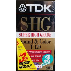 TDK Super High Grade T-120 Video Tapes, 3 Pack