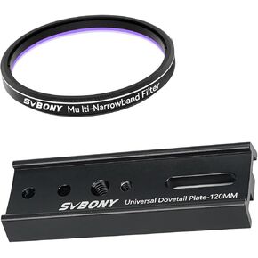 SVBONY SV219 Dovetail Mount Plate, 120mm 4.72 inches Universal Dovetail Plate with SV240 Telescope Filter, 2'' Multi-Narrowband Nebula Filter, for Deep Sky Astrophotography