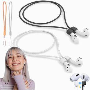 Magnetic AirPods Strap - Anti-Lost Cord for AirPods 4 &1/2/3 & Pro - Colorful Soft Silicone Sports Lanyard -Neck Rope Cord-Headphone Lanyard-Airpod Accessories (WHITE01)