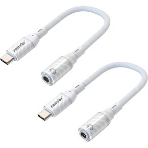 USB Type C to 3.5mm Headphone Jack Adapter(2 Park),Transparent USB C to Audio AUX Cable Dongle Cord Compatible with iPhone 15/16 pro max,Pixel 4 3 2 XL,Samsung Galaxy Ultra + Note 20 S and More