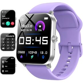 Watch Smart Watch ، 1.85 "ساعة ذكية للرجال النساء (الإجابة/إجراء مكالمة) ، معدل ضربات القلب ، شاشة النوم ، عداد الخطى ، تعقب النشاط ، ساعة اللياقة البدنية IP68 لـ Android IOS (أرجواني)