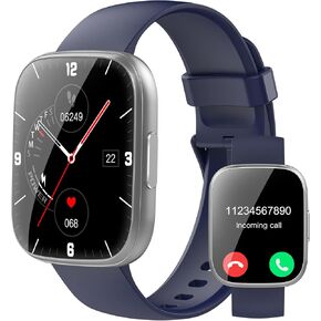 Smart Watch for Men Women Bluetooth Call, 1.95" HD Touch Screen Fitness Watch with Sleep Heart Rate Monitor, 100+ Sports Modes, IP68 Waterproof Activity Trackers for Android iOS, Blue