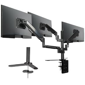 Triple Monitor Mount - Vesa Mount，Gas Spring Adjustable 3 Monitor Desk Stand with Swivel，Tilt，and Clamp Functions for Computer Screens from 17-32 Inches，Each Stand Holds 19.8 LBS