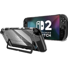NINKI Silicone Cover for Nintendo Switch 2 2025 Case with Stand,Hard Shock-Absorption Anti-Scratch Full Protective Dockable Switch2 Controller Case for Nintendo Switch 2 Cover (2025) Accessories,White