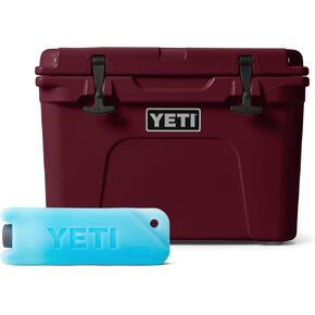 YETI Tundra 35 Hard Cooler with YETI ICE 1 lb, Wild Vine Red