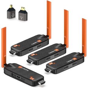 Wireless HDMI Transmitter and 3 Receivers, Support Up to 4 Receivers, 5.8G WELUSOPU HDMI Wireless Extender Streaming Content for PC Laptop Camera Cable Box to Multiple TVs Monitors Projectors -165FT