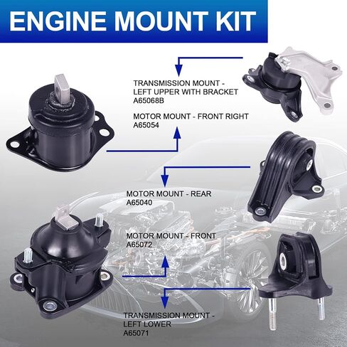 مجموعة حوامل محرك المحرك - متوافقة مع Honda Accord 1990 1991 1992 1993 L4 2.2L، استبدال # A6509 A6512 A6519 A6547، مجموعة من 4 in Kuwait