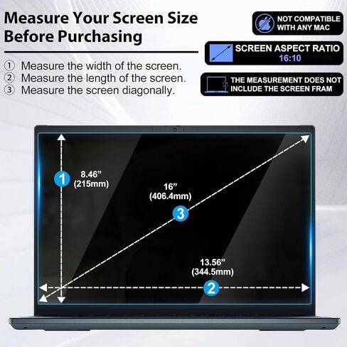 9H Tempered Glass 16 inch Screen Film,Compatible with HP Envy 16-hxxx/h000/h0112nr 16t-h000, HP Spectre x360 16-fxxx/f1023dx 16t-fxxx/f100, HP ZBook Fury/Studio/Firefly 16 G9/EliteBook 860 865 G9,Anti Glare Film/Anti Scratch Matte Laptop Screen Protector in Saudi Arabia