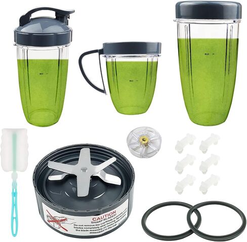 14 Pieces Blender Replacement Parts Extractor Blade and Cups for NutriBullet 600w & 900w Series, Including Gasket Shock Pad and Gear (1 Blade, 3 Cups,1 Lids) in Saudi Arabia