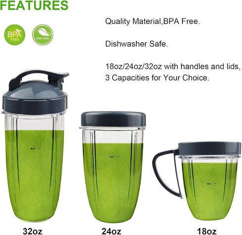 14 Pieces Blender Replacement Parts Extractor Blade and Cups for NutriBullet 600w & 900w Series, Including Gasket Shock Pad and Gear (1 Blade, 3 Cups,1 Lids) in Saudi Arabia