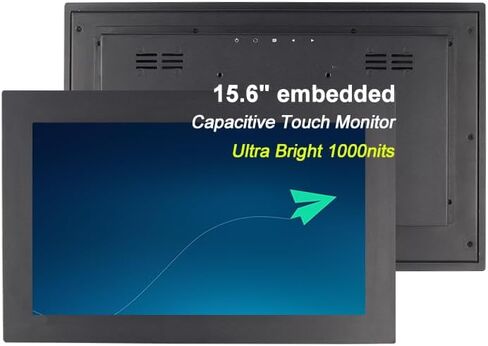 UNITEDTIME 15.6 Inch Industrial Ultra-Bright 1000 Nits Touch Monitor Panel Mount, HDMI/VGA Interface, Built-in Speakers, Capacitive Touch Screen Sunlight Viewable Metal Frame LCD Display 1920X1080 in Saudi Arabia
