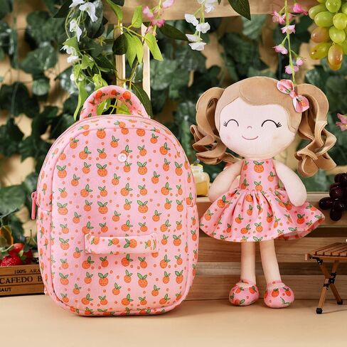 Gloveleya Toddler Backpack Baby Girl Gift Plush Bag Diaper Bag with Spring Girl Doll Curly Hair Girl Toys with Love Brown Purple 9 Inches in Saudi Arabia