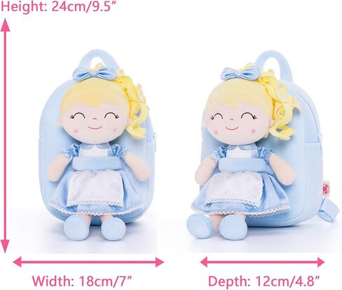 Gloveleya Toddler Backpack Baby Girl Gift Plush Bag Diaper Bag with Spring Girl Doll Curly Hair Girl Toys with Love Brown Purple 9 Inches in Saudi Arabia