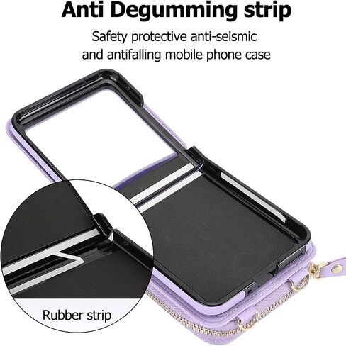 ل Motorola Razr 2024 محفظة مع حزام Crossbody ، [RFID حجب] فتحة فتحة بطاقة كبيرة من الجلد مع غطاء الوجه الصدمة حزام يدوي لموتو RAZR 50 2024 الأرجواني in Kuwait