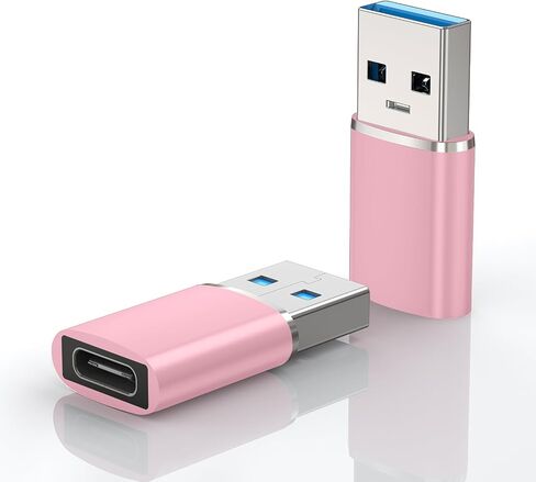 2 Pack OTG USB C to USB Adapter USB Type C Adaptor for iPad iPod Mouse Keyboard PC Computer MacBook, USB Tipo C Adaptors Support Fast Charging Data Transfer (USB Male to USB C Female, Pink) in Saudi Arabia