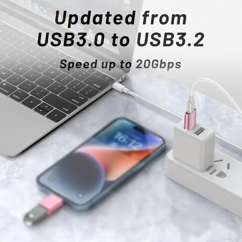 2 Pack OTG USB C to USB Adapter USB Type C Adaptor for iPad iPod Mouse Keyboard PC Computer MacBook, USB Tipo C Adaptors Support Fast Charging Data Transfer (USB Male to USB C Female, Pink) in Saudi Arabia