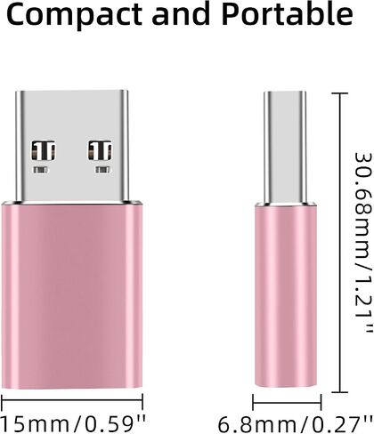 2 Pack OTG USB C to USB Adapter USB Type C Adaptor for iPad iPod Mouse Keyboard PC Computer MacBook, USB Tipo C Adaptors Support Fast Charging Data Transfer (USB Male to USB C Female, Pink) in Saudi Arabia