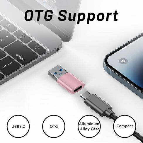 2 Pack OTG USB C to USB Adapter USB Type C Adaptor for iPad iPod Mouse Keyboard PC Computer MacBook, USB Tipo C Adaptors Support Fast Charging Data Transfer (USB Male to USB C Female, Pink) in Saudi Arabia