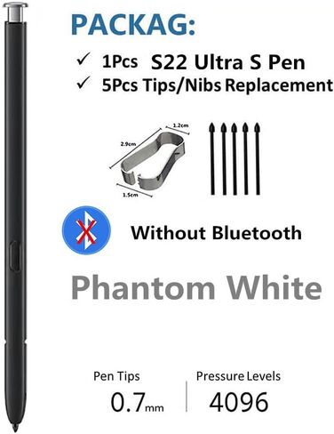 Galaxy S22 Ultra S Pen Replacement for Samsung Galaxy S22 Ultra Stylus Touch S Pen (Without Bluetooth) with Tips (Phantom Black) in Saudi Arabia