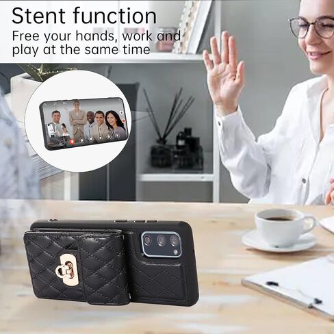 Phone Case for Samsung Galaxy S20 FE 5G 6.5 inch Wallet Cover with Card Holder Shoulder Crossbody Strap Long Lanyard Leather Cell S 20 EF UW S20FE5G S20FE 20S S2O Fan Edition 4G G5 Women Girls Black in Saudi Arabia