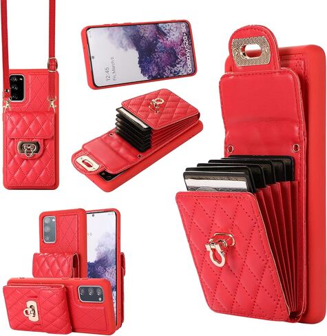Phone Case for Samsung Galaxy S20 FE 5G 6.5 inch Wallet Cover with Card Holder Shoulder Crossbody Strap Long Lanyard Leather Cell S 20 EF UW S20FE5G S20FE 20S S2O Fan Edition 4G G5 Women Girls Black in Saudi Arabia