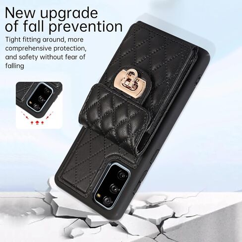 Phone Case for Samsung Galaxy S20 FE 5G 6.5 inch Wallet Cover with Card Holder Shoulder Crossbody Strap Long Lanyard Leather Cell S 20 EF UW S20FE5G S20FE 20S S2O Fan Edition 4G G5 Women Girls Black in Saudi Arabia