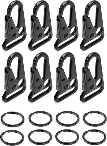 16 Sets Metal Tactical Snap Hook Heavy Duty 1" Keychain Clip with Key Rings Car Keys Chain Clip for Paracord Bracelets Lanyard Necklaces Outdoors Bag Backpack Molle Bags Accessories in Saudi Arabia
