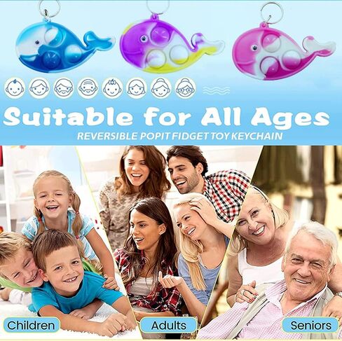 30 Packs Rainbow Octopus Turtle Fish Undersea Mini Pop Fidget Keychain Bubble Toy for Kids Birthday Summer Party Favors Gift, Small Classroom Student Prizes in Saudi Arabia