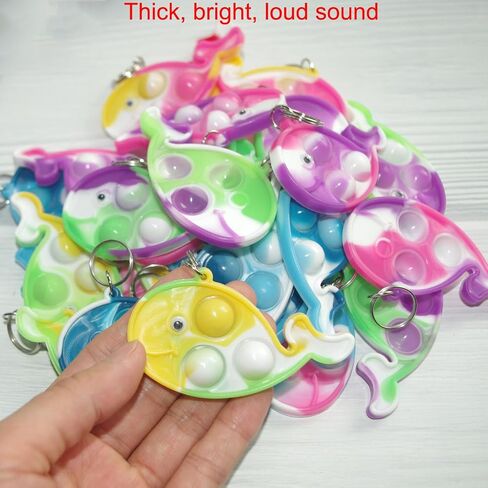 30 Packs Rainbow Octopus Turtle Fish Undersea Mini Pop Fidget Keychain Bubble Toy for Kids Birthday Summer Party Favors Gift, Small Classroom Student Prizes in Saudi Arabia