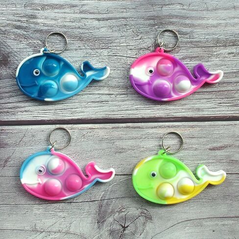 30 Packs Rainbow Octopus Turtle Fish Undersea Mini Pop Fidget Keychain Bubble Toy for Kids Birthday Summer Party Favors Gift, Small Classroom Student Prizes in Saudi Arabia