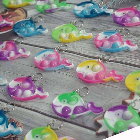 30 Packs Rainbow Octopus Turtle Fish Undersea Mini Pop Fidget Keychain Bubble Toy for Kids Birthday Summer Party Favors Gift, Small Classroom Student Prizes in Saudi Arabia