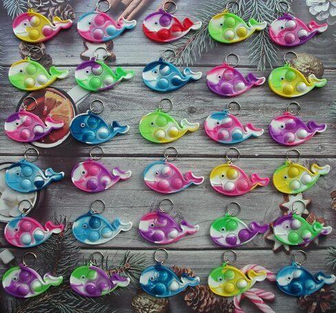 30 Packs Rainbow Octopus Turtle Fish Undersea Mini Pop Fidget Keychain Bubble Toy for Kids Birthday Summer Party Favors Gift, Small Classroom Student Prizes in Saudi Arabia