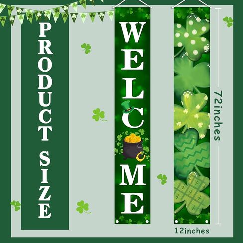 Mehofond Lucky St. Patrick's Day Porch Banner Sign ، Shamrock Clover Front Door Decorative Hanging Banner ، مرحبًا بكم لافتة معلقة في الحفلات في الفصل الدراسي. in Saudi Arabia