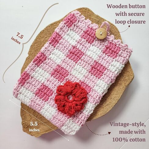 Handwoven Kindle Pouch, Compatible with All Models 5.5"- 7" (Except Scribe), Handmade Kindle Accessories for Women, Protective Sleeve Cover Pouch Bag, Crotcheted eBook Reader Sleeves in Kuwait