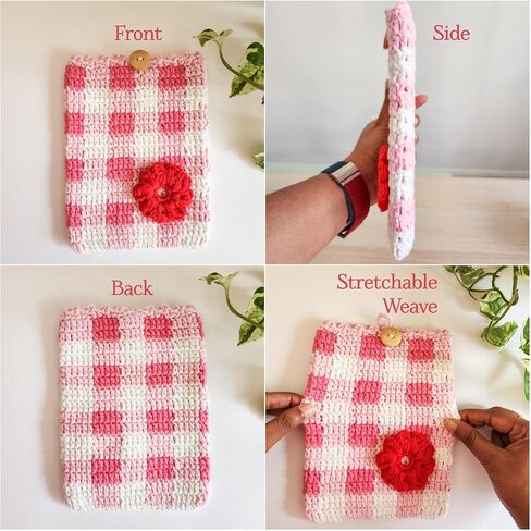 Handwoven Kindle Pouch, Compatible with All Models 5.5"- 7" (Except Scribe), Handmade Kindle Accessories for Women, Protective Sleeve Cover Pouch Bag, Crotcheted eBook Reader Sleeves in Kuwait