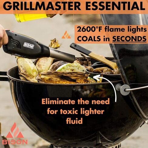 BISON AIRLIGHTER 420 | Cordless Fire Starter | Camping Essential | Torch Lighter | Perfect for Fire Pits, Camping, Charcoal Grills, Fireplaces, and Wood Stoves | Refillable Butane with Built-In Blower in Saudi Arabia