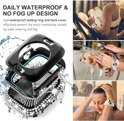 Wingle 2-in-1 Case Bling Case for Apple Watch Series 10 46 مم حامي الشاشة ، غطاء الوجه الواقي Diamond Apple Watch 10 46 ملم رينستون المصد من المصد الكريستالي ، المصباح ، النجوم. in Kuwait