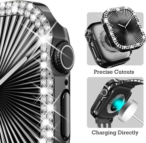 Wingle 2 Pack Bling Case for Apple Watch Series 10 42 مم مصدع المصد ، غطاء الوجه الواقي من Diamond Rhinestone Apple Watch 10 42 مم كريستال كريستال وايتاي فتاة آي واتش. in Kuwait
