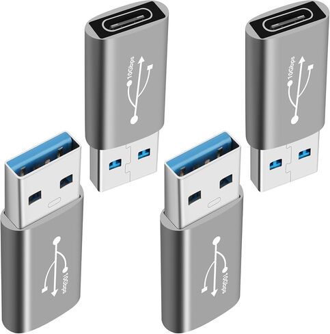 USB to USB C Adapter 4Pack,10Gbps Double Sided Data Transfer, Type-C (Female) to USB-A (Male) Convert Connector Support 3A Fast Charging for iPhone 16/15 Series, PC, Laptop, MacBook, iPhone, iPad in Saudi Arabia