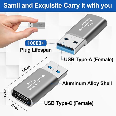 USB to USB C Adapter 4Pack,10Gbps Double Sided Data Transfer, Type-C (Female) to USB-A (Male) Convert Connector Support 3A Fast Charging for iPhone 16/15 Series, PC, Laptop, MacBook, iPhone, iPad in Saudi Arabia