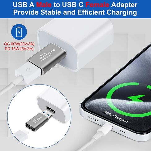 USB to USB C Adapter 4Pack,10Gbps Double Sided Data Transfer, Type-C (Female) to USB-A (Male) Convert Connector Support 3A Fast Charging for iPhone 16/15 Series, PC, Laptop, MacBook, iPhone, iPad in Saudi Arabia