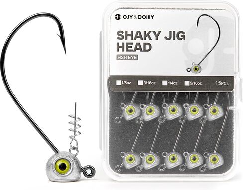 Shaky Head Jigs, Fisheye Stand-up Style Weedless Fishing Jig Heads for Bass (15-Pack) 1/8 3/16 1/4 5/16oz in Kuwait