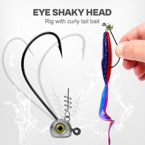 Shaky Head Jigs, Fisheye Stand-up Style Weedless Fishing Jig Heads for Bass (15-Pack) 1/8 3/16 1/4 5/16oz in Kuwait