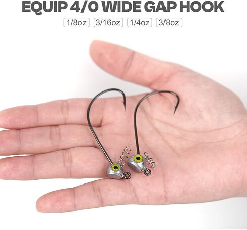 Shaky Head Jigs, Fisheye Stand-up Style Weedless Fishing Jig Heads for Bass (15-Pack) 1/8 3/16 1/4 5/16oz in Kuwait