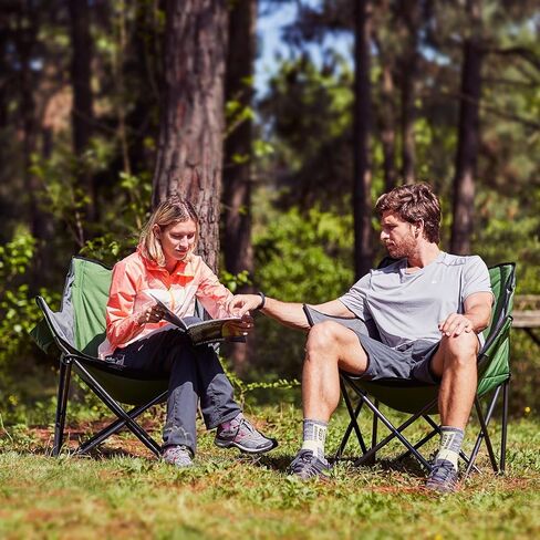 PORTAL 32-Inch Extra-Wide Camping Chair for Adults, Oversized Folding Chair with Cup Holder & Carry Bag, Heavy-Duty Outdoor Chair Supports 350 lbs, Portable for Camping, Lawn, Patio – Green (2-Pack) in Saudi Arabia