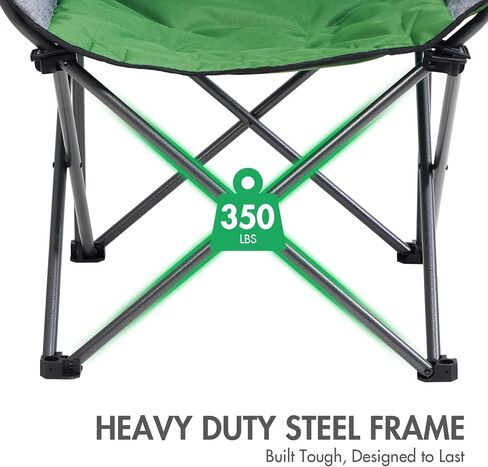 PORTAL 32-Inch Extra-Wide Camping Chair for Adults, Oversized Folding Chair with Cup Holder & Carry Bag, Heavy-Duty Outdoor Chair Supports 350 lbs, Portable for Camping, Lawn, Patio – Green (2-Pack) in Saudi Arabia