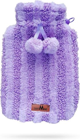 Hot Water Bottle PVC 2L Leak-Proof with Removable Soft Knitted Cover for Pain Relief Hot and Cold Therapy,Hands Feet Abdomen and Neck Warmer,White-red in Kuwait