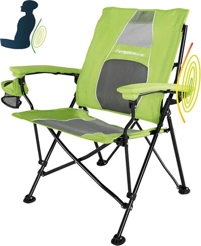 Strongback Elite قابلة للطي التخييم في Loun Lounge Camp Camp Camp مع معسكر في الهواء الطلق مع الدعم القطني وحقيبة الحمل المحمولة - أسود/رمادي in Kuwait